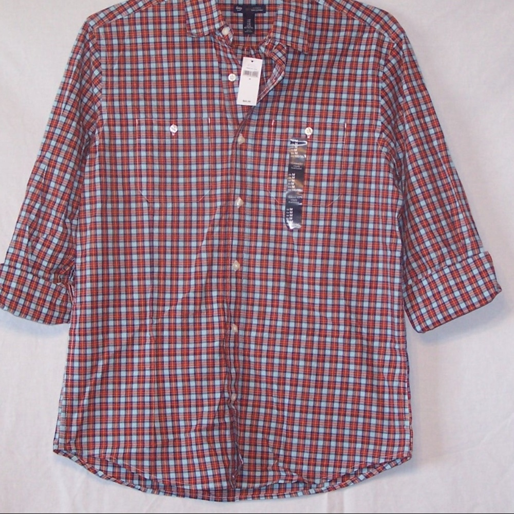 Gap Check Shirt Red & Blue Small v651 - Picture 3 of 4